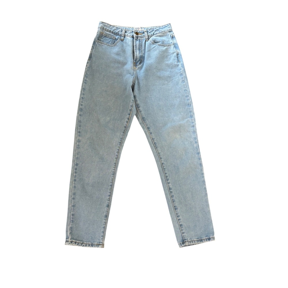 Princess Polly High Rise Mom Jeans Light Wash Blue Denim Tapered Leg Womens Sz 6